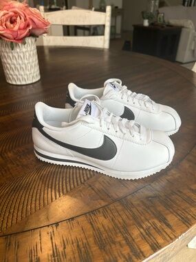 Nike Classic Cortez White and Black Athletic Shoes